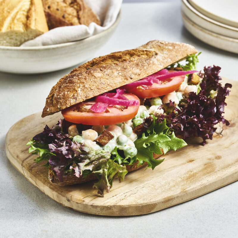 Vegansk cæsarbaguette