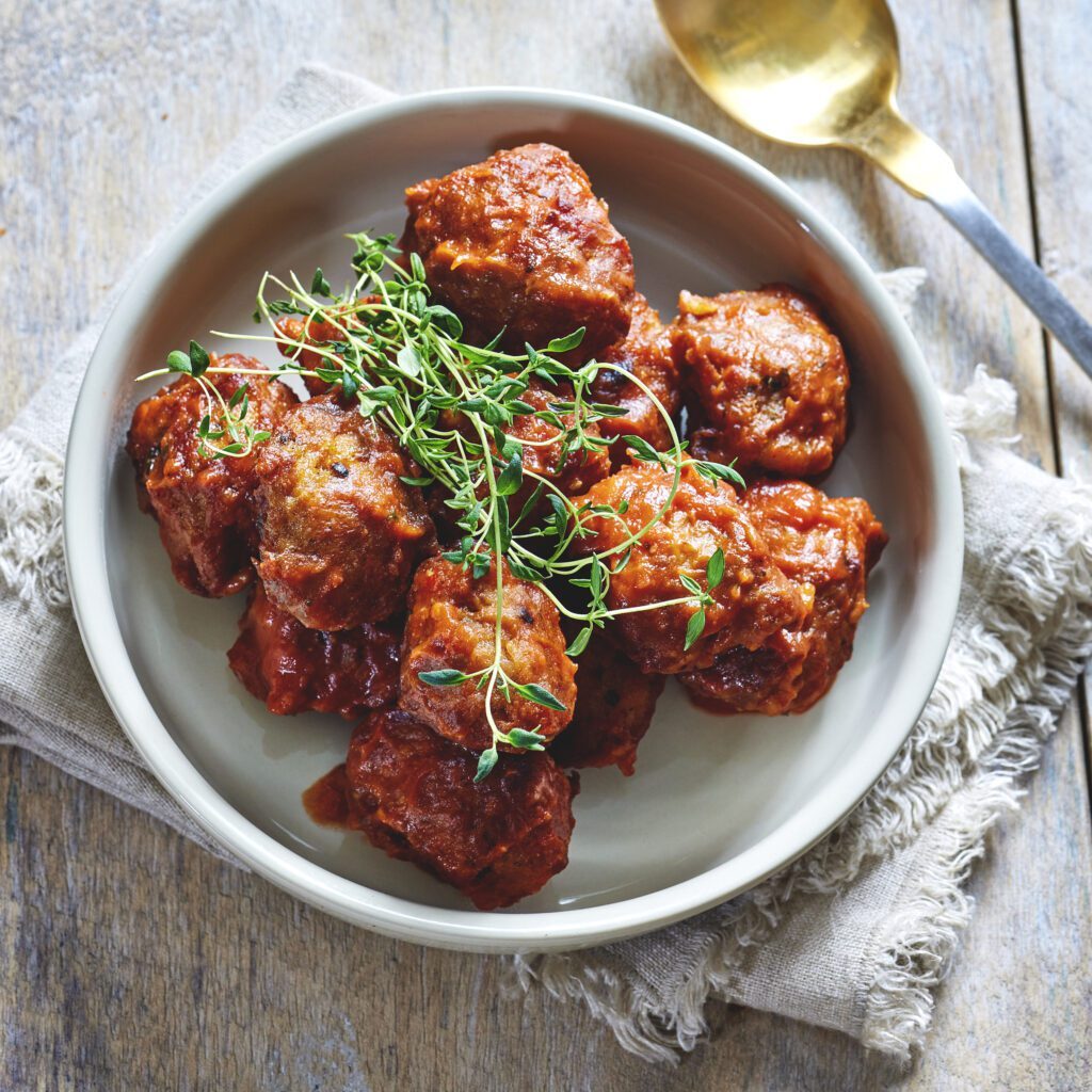 Kjøttboller fra Metervare i pikant tomatsaus